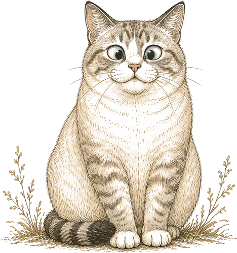 Minky the cat, sitting happily